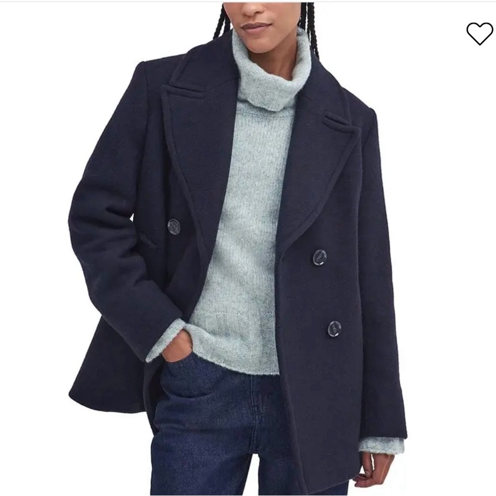 Barbour Navy/Black Double Breasted Pea Coat (Women’s Large) Worn only once.